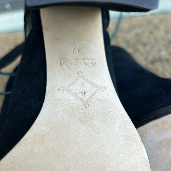 KK Dodds Suede Closed Toe Black Bohemian Heels Sz EU 37 Handmade in Italy - Picture 9 of 9